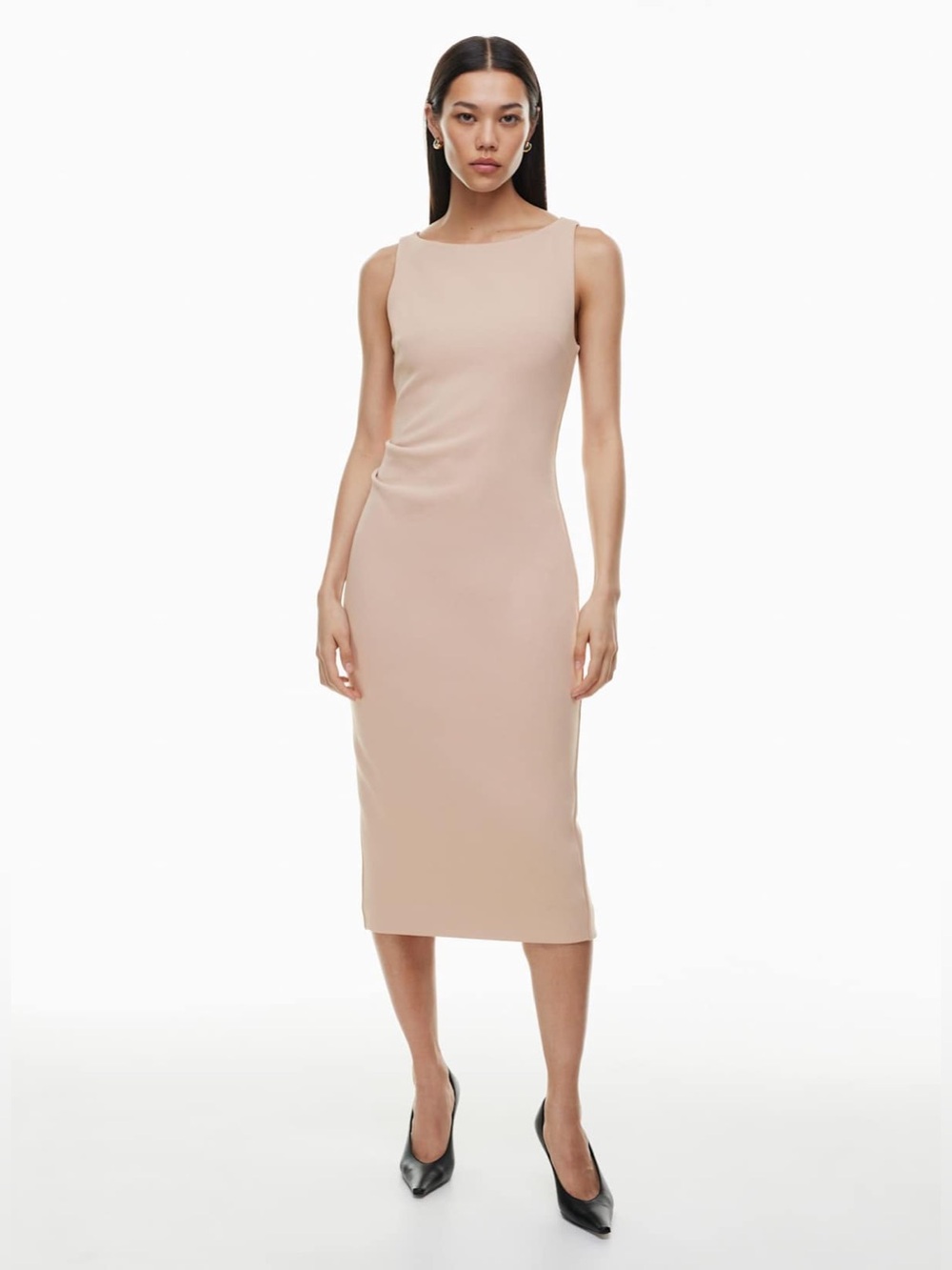 Aritzia Sleeveless Midi Sheath Dress in Blush